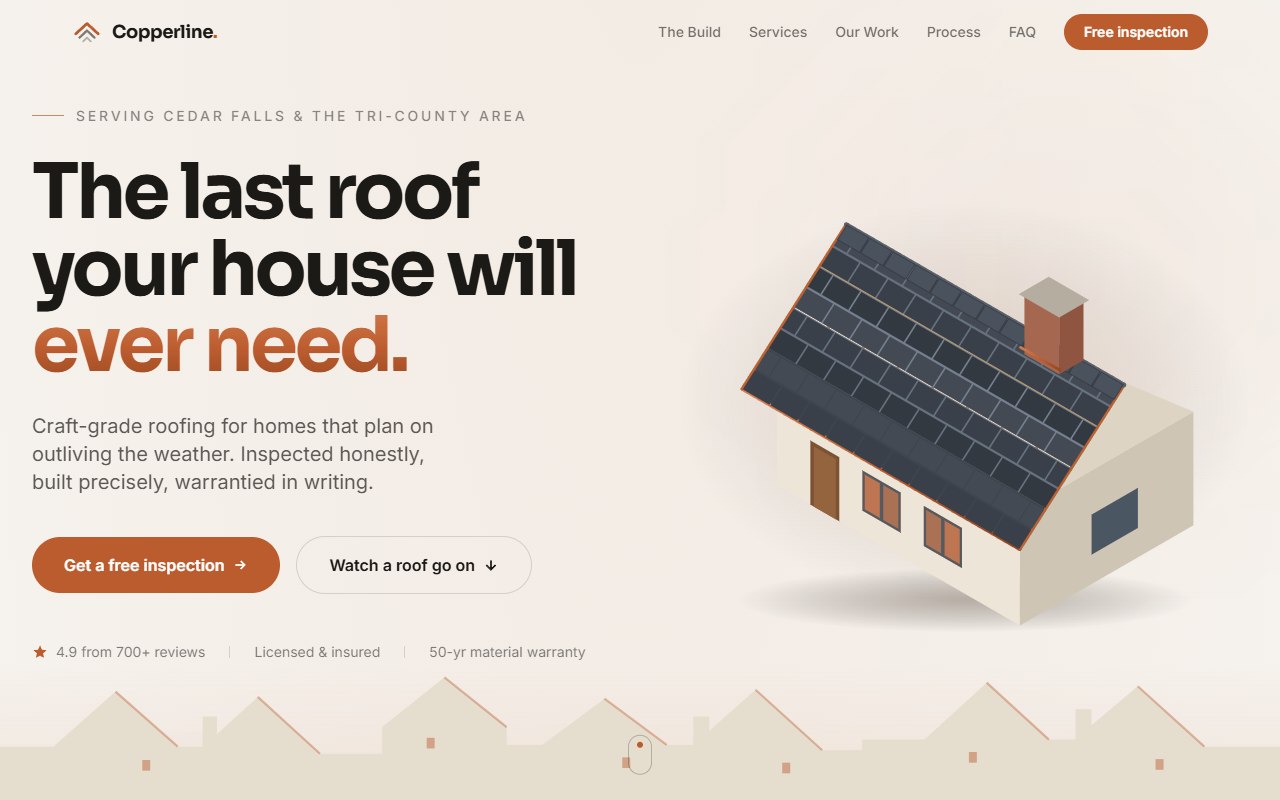 Custom website design — Copperline Roofing demo